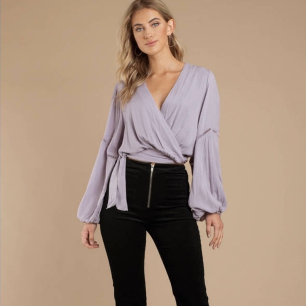 Free People Dream Girl Lavender Wrap Blouse Size XS
